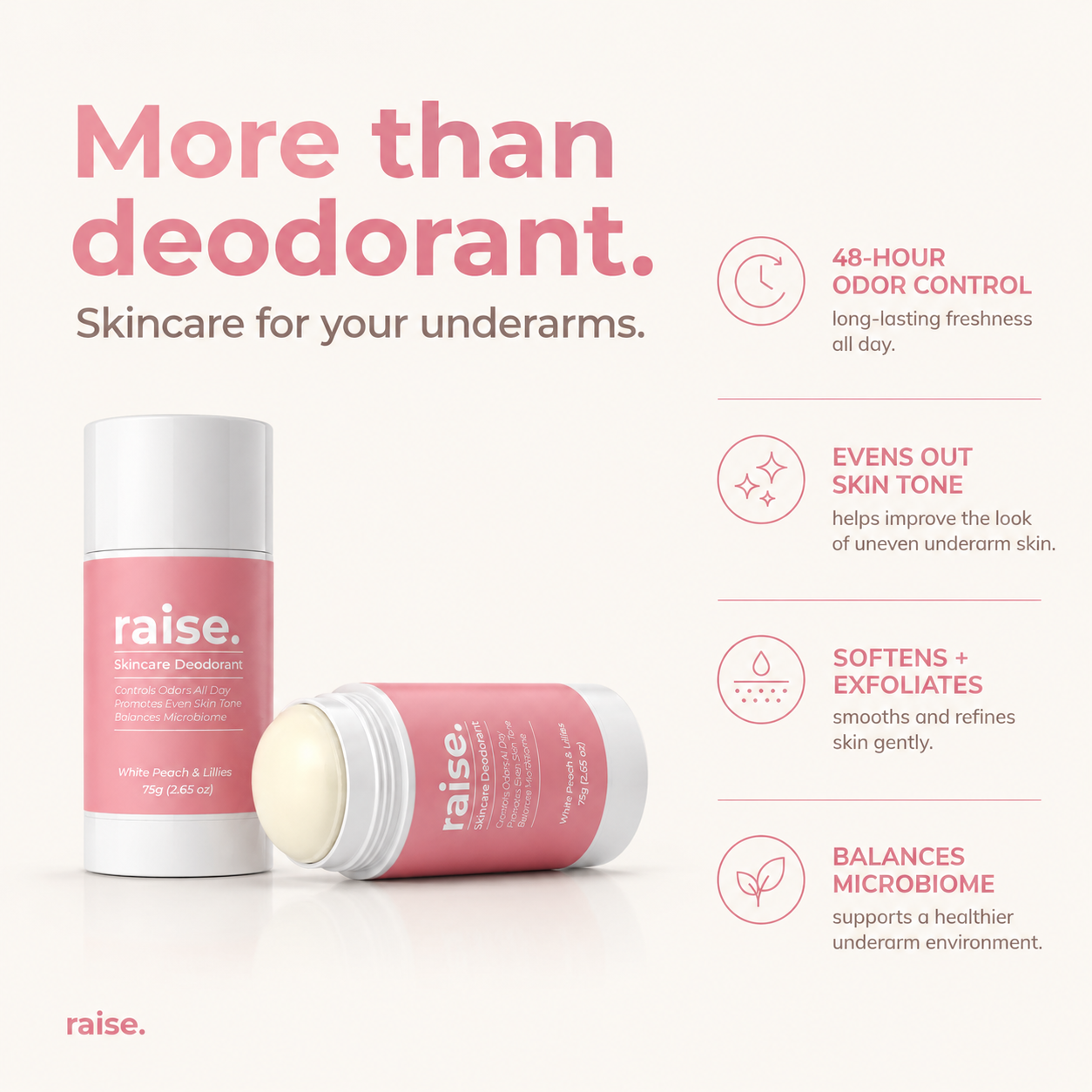 Skincare Deodorant. White Peach & Lillies 75g